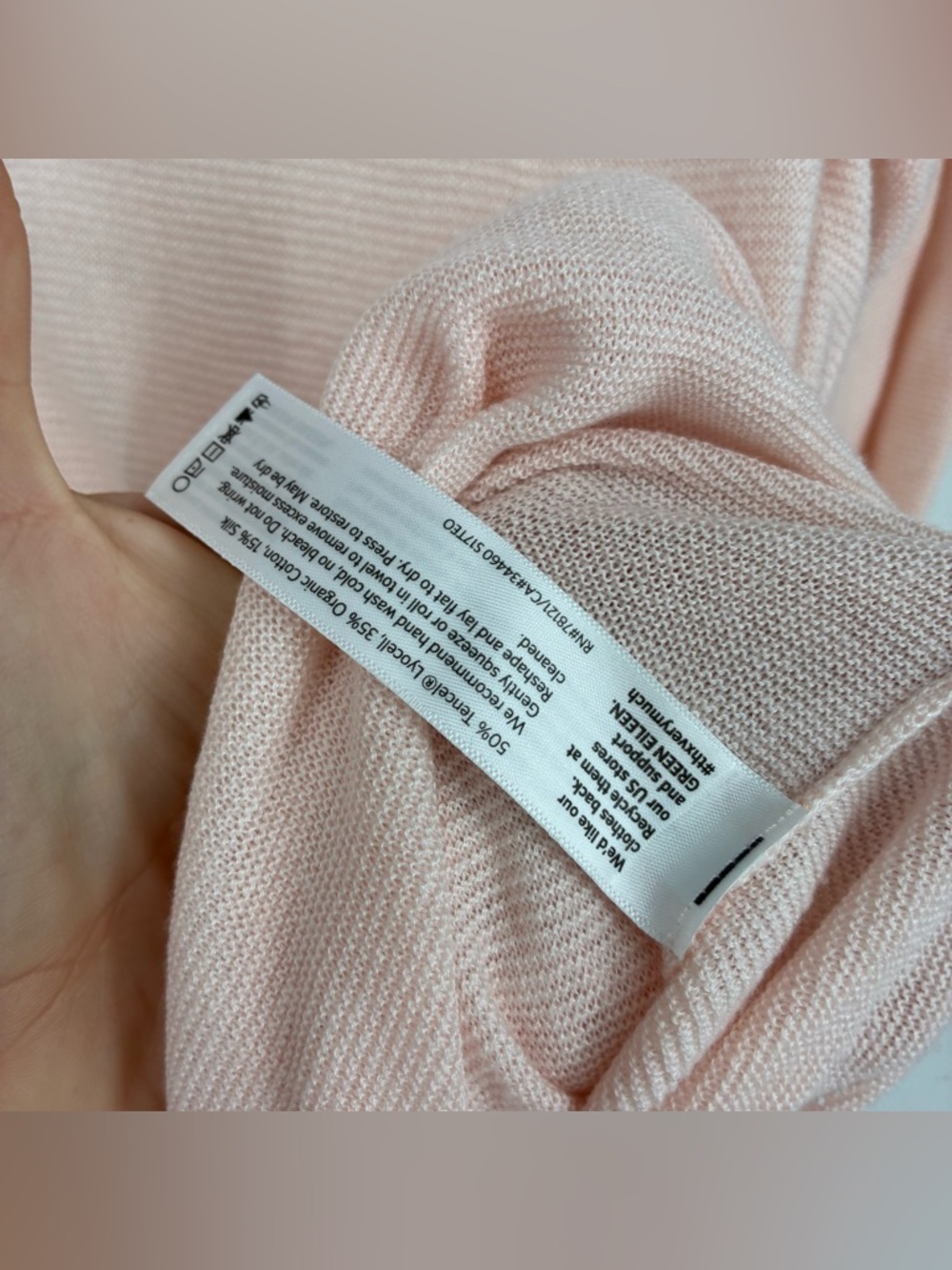 Eileen Fisher Small Pink Sheer Organic Cottton Silk Knit Top Blouse Shirt - Picture 5 of 6